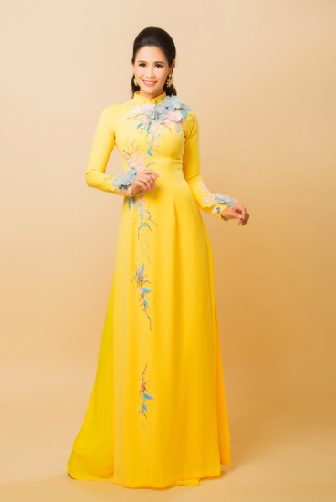 Áo dài đính hoa nổi MV357