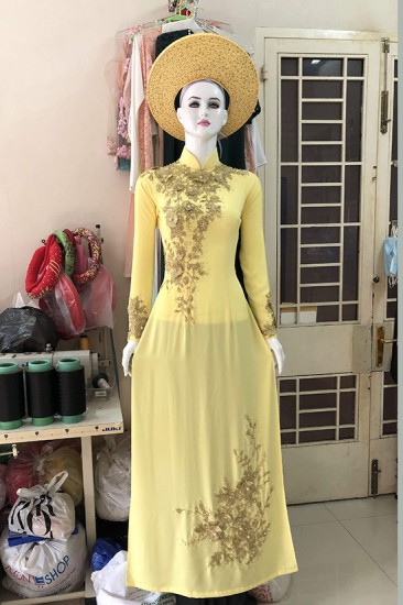 Áo dài cưới đính ren MV483