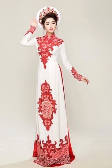 Áo dài vẽ hoa văn MV545