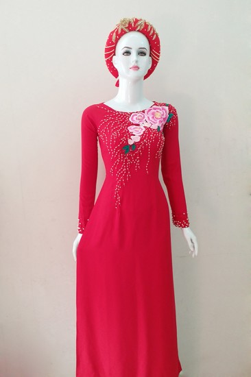 Áo dài vẽ và đính phale MV256
