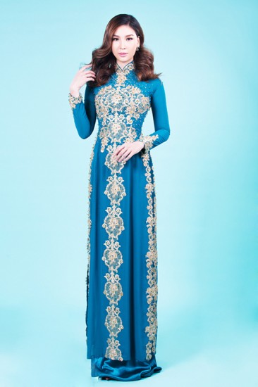 Áo dài cưới đính ren MV158