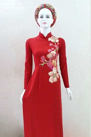 Áo dài đính ren nổi 3D MV191
