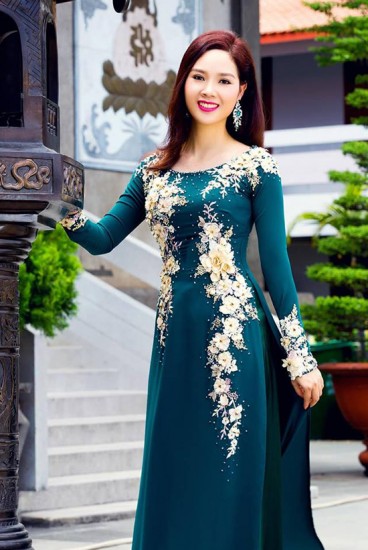 Áo dài đính hoa nổi MV293